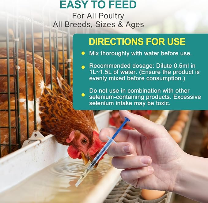 Liquid Selenium for Poultry Supports Muscle Function Stress Response Immune Balance Antioxidant Support Suitable for All Poultry 3.4 fl oz