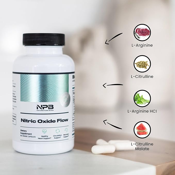 Nature's Pure Blend Nitric Oxide Flow &amp Liquid Beets Bundle - Blood Pressure Support Circulation Increase - Organic Beet Root Powder 8000mg