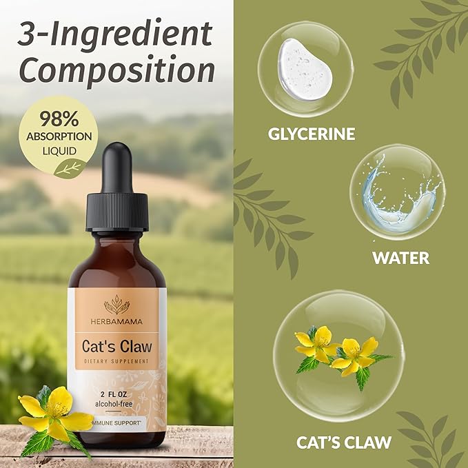 HERBAMAMA Beet Root and Cat's Claw Kit - Bundle of 21:1 Concentrate Beet Root and Cat's Claw Tincture 2 fl oz - Vegan Non-GMO Sugar &amp Alcohol-Free - 2 Pack
