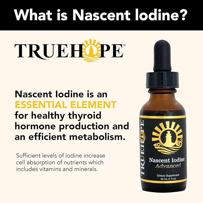 Pure Nascent Iodine Liquid Supplement - Potent Tincture Fast-Absorbing No Fillers Binders or Additives Pure Nascent Iodine Advanced 2% Drops 1 Fl Oz 30 ml
