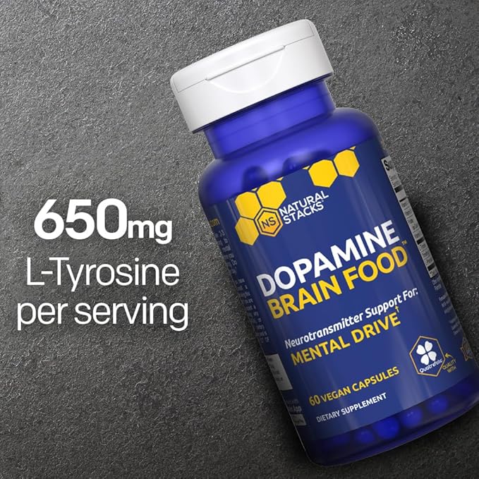 NATURAL STACKS Dopamine Brain Food + Creatine Monohydrate Bundle - Supports Mental Drive &amp Brain Health* - Advanced Absorption Formula - 180 Total Capsules