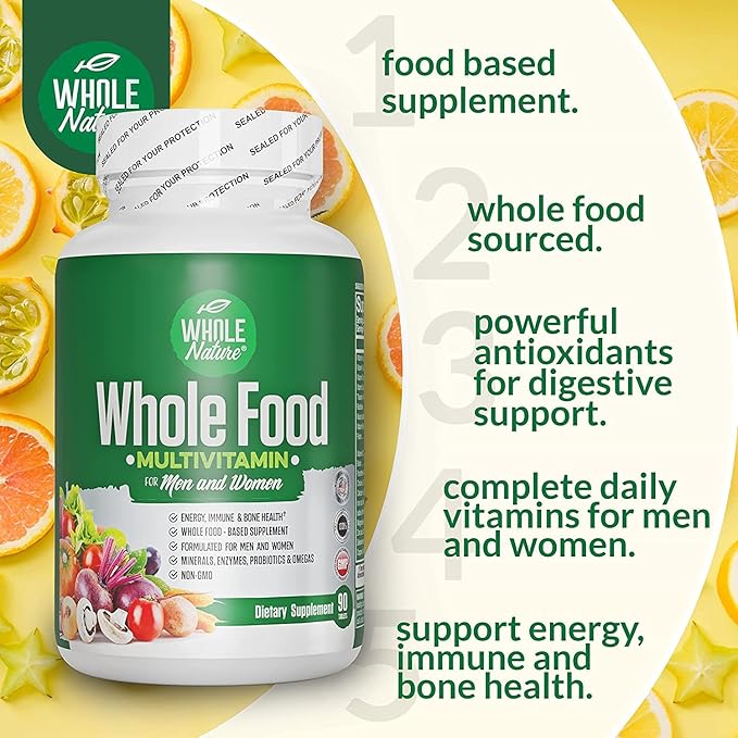 Whole Food Multivitamin for Men and Women Complete Daily Superfood Vitamins Plus Minerals Digestive Enzymes Probiotics and Omegas. Plant Based Multi Vitamin Non GMO (2)