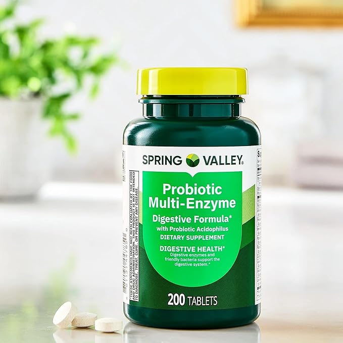 Probiotic Multi-Enzyme Digestive Formula Tablets – 200 Count – Supports Digestion Bloating &amp Gut Health