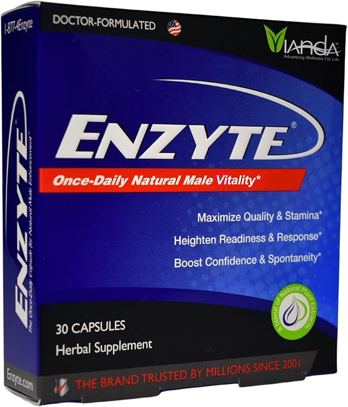 Enzyte® Natural Male Vitality Support | Daily Supplement for Men’s Health with Asian Ginseng Ginkgo Biloba Grape Seed Epimedium Muira Puama - 30 Capsules 30 Day Supply
