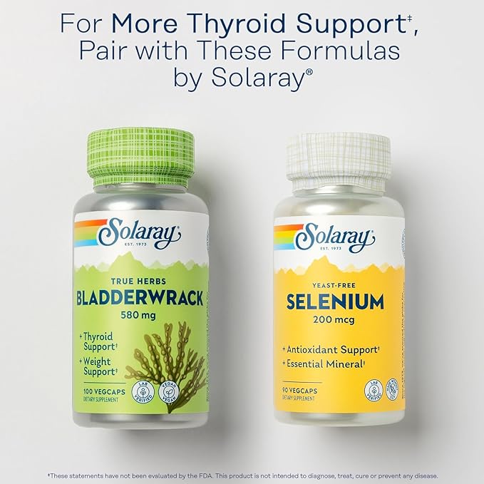 Solaray Iodine 500 mcg Iodine Supplement for Healthy Adrenal and Thyroid Support Energy Metabolism and Focus Potassium Iodide Vegan 60-Day Money-Back Guarantee 90 Servings 90 VegCaps