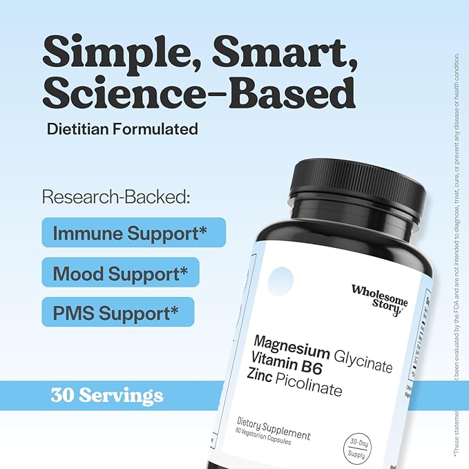 Zinc Picolinate Magnesium Glycinate Supplements with P5P Vitamin B6 | Magnesium and Zinc Vitamin | Reproductive &amp Fertility Health Hormone Balance Immune System Support | 30 Day Supply