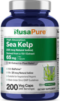 NusaPure Sea Kelp Natural Iodine Capsules 65 mg 200 Veg Capsules (Non-GMO Vegan)