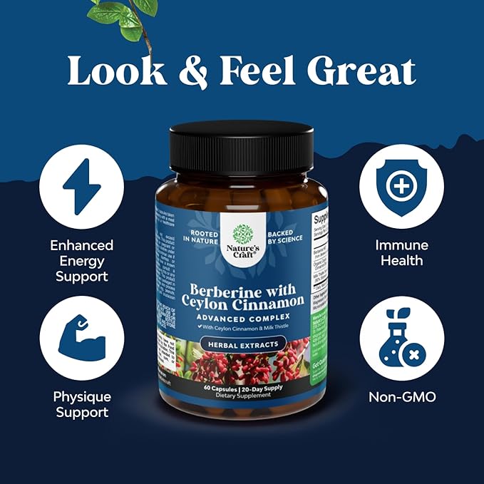 Bundle of Herbal Thyroid Support Complex - Potent Kelp Iodine Supplement for Hormone Balance and Balancing Berberine Plus 1200mg Per Serving Complex - Antioxidant Berberine with Ceylon Cinnamon