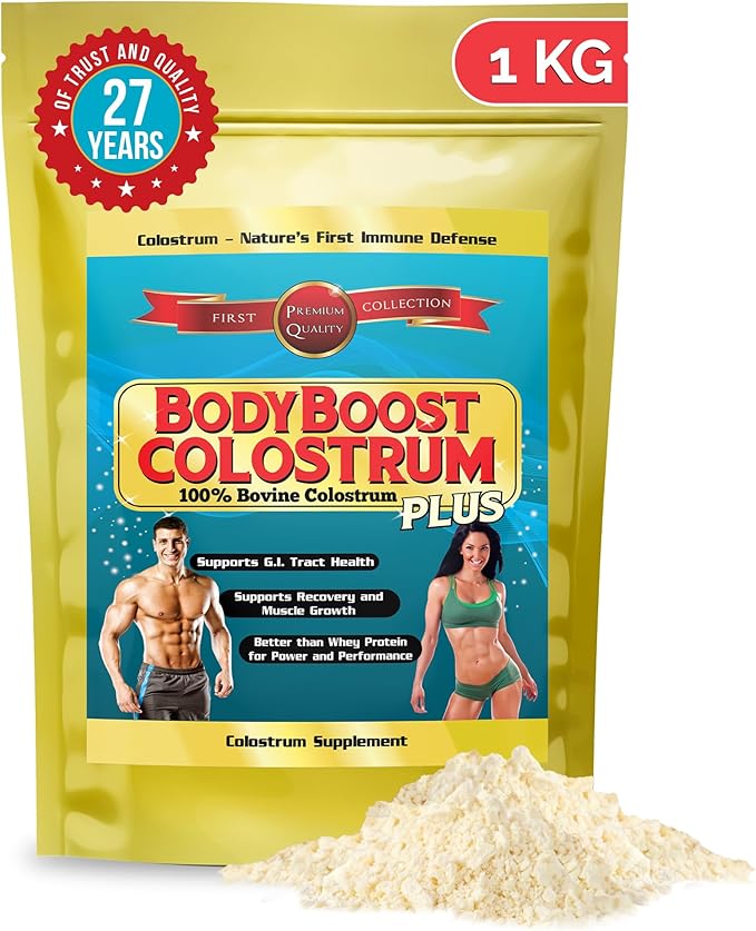 BodyBoost Colostrum Whole 100% Bovine Colostrum Powder Immune Booster Supplement with Immunoglobulin &amp LactoferrinGrass Fed Colostrum Gut Health &amp Muscle Growth Diverse Intake 1 kg 35 o