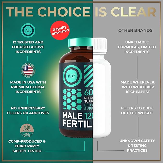 Fertility Supplements for Men Prenatal Vitamin - Maca Root Ashwagandha Zinc Plus Naturals - Conception for Him Men Fertility Vitamins and Male Fertility Support Supplements - 120 Caps for 2 Months