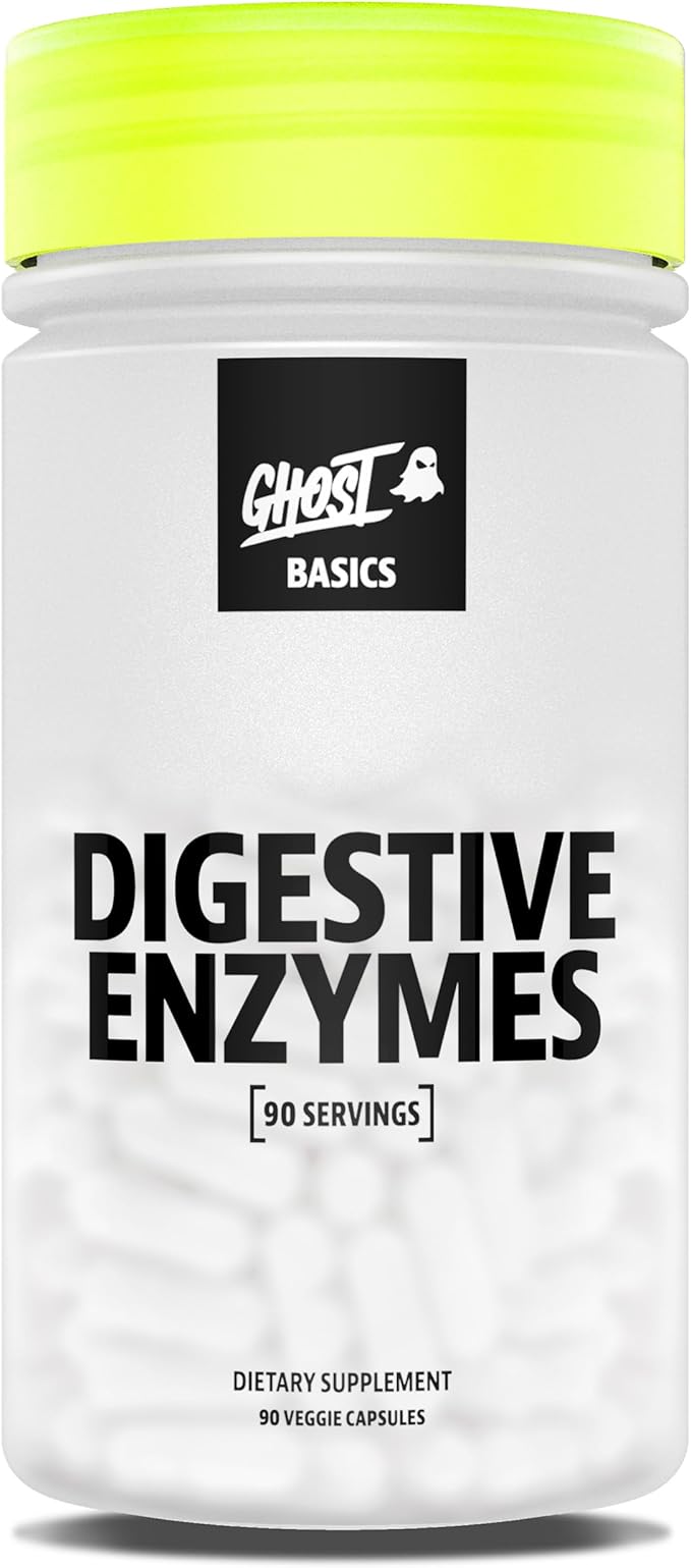GHOST Basics Digestive Enzymes Supplement for Men &amp Women - Multi-Enzymes Probiotics &amp Prebiotics for Supporting Digestion &amp Gut Health - Vegan Friendly - 90 Veggie Capsules