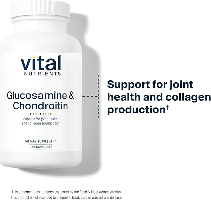 Vital Nutrients Glucosamine &amp Chondroitin - Healthy Cartilage Mobility and Joint Support Supplement - Gluten Dairy Soy Free - Non-GMO - 120 Capsules
