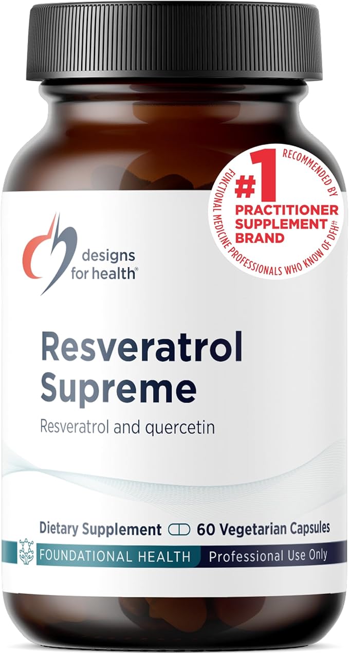 Designs for Health Resveratrol Supreme - Trans Resveratrol from Japanese Knotweed + Quercetin - Healthy Aging + Cardiovascular Support Supplement Non-GMO (60 Capsules)