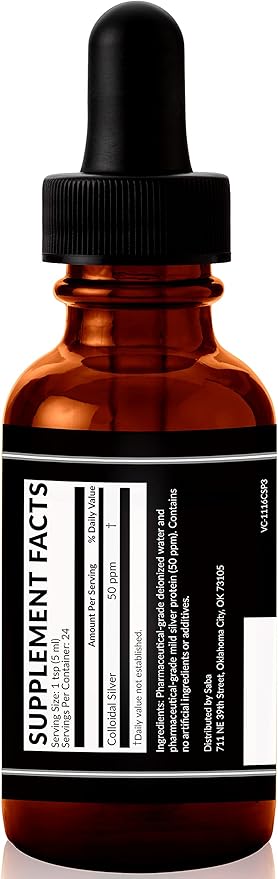 Saba Colloidal Silver 50PPM 4Fl Oz.- Seasonal Wellness Immune Support -This Multi-Use Product Comes in Handy for Several of Life’s Little Accidents. It’s A Must-Have in Every Household -24 Servings