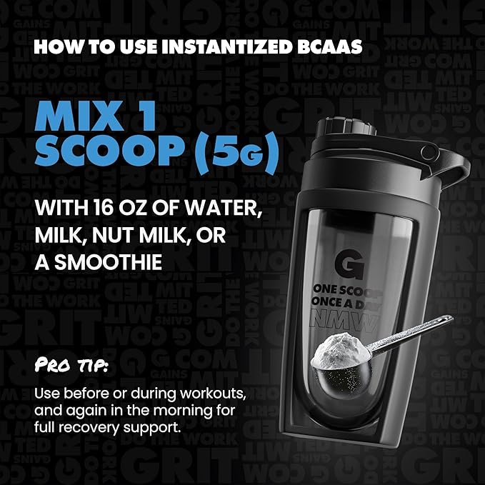 Gains in Bulk BCAA Powder Pre Workout Plant Based Branch Chain Amino Acids Gluten Free Vegan Supplement with Keratin for Endurance &amp Strength During &amp Post Workout Unflavored 90 Servings