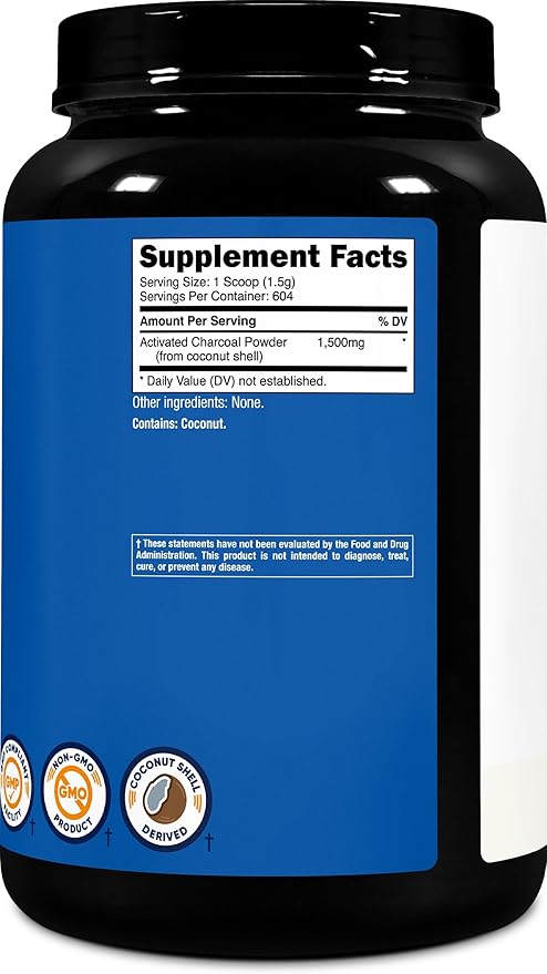 Nutricost Activated Charcoal Powder 2lbs - Food Grade Powder Toothpaste Facemask Odor Control Vegetarian Gluten Free Non-GMO
