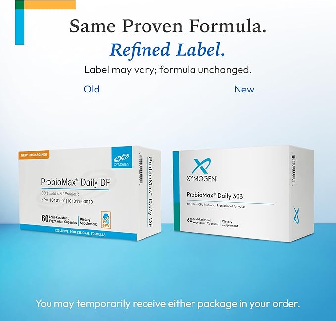 XYMOGEN ProbioMax Daily 30B - Probiotics for Digestive Health Support - Lactobacillus Acidophilus &amp Bifidobacterium Lactis HN019 - Vegetarian Gluten-Free &amp Non-GMO - 60 Capsules