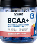Nutricost BCAA+ Hydration Raspberry Lemonade (20 Stickpacks) - Branched Chain Amino Acids with Hydration Complex - Gluten-Free Non-GMO