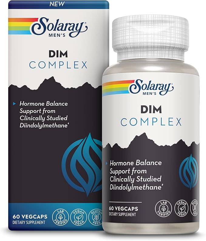 SOLARAY DIM Supplement for Men - Clinically Studied DIM 200mg Supports Hormone Balance - Plus Zinc and Quercetin - Vegan Gluten Free 60 Day Money-Back Guarantee - 30 Servings 60 VegCaps