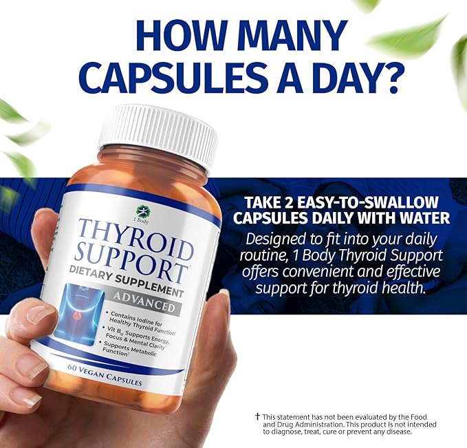 1 Body Thyroid Support Supplement 90-Day Supply 3 Pack with B12 Iodine Zinc Selenium Ashwagandha Non-GMO Vegetarian Formula