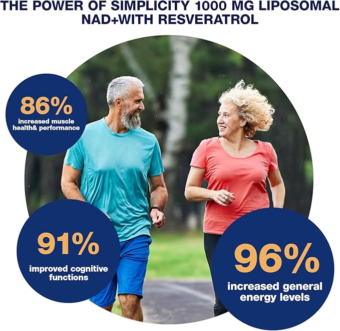 NAD Supplement - NAD Nicotinamide Riboside Resveratrol 900mg Liposomal NAD Supplements for Women and Men Supports Cellular Energy Anti-Aging Brain &amp Muscle
