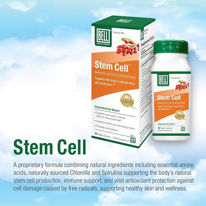 Bell Stem Cell Supplements - Supports Your Body's Natural Ability to Replace Worn Out Cells and Rejuvenate Tissue | Celulas Madres Pack of 2 | 60 Capsules Each