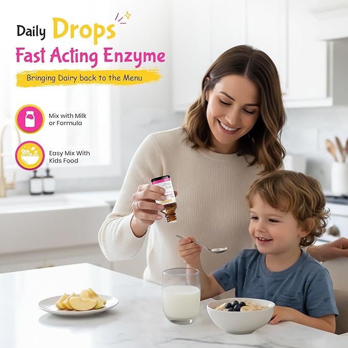 Kiddivit Lactase Kids Drops 1000 Units – 50 Daily Servings 1 FL OZ (30 mL) – Lactose Digestion &amp Colic Relief – Sugar Free Gluten Free Vegetarian Friendly