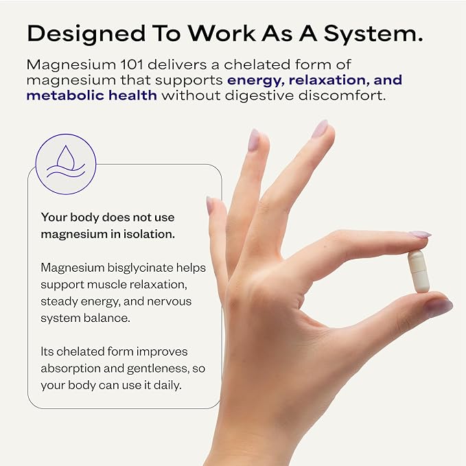 Magnesium 101 by Dave Asprey | Daily Support for Sleep Metabolism Relaxation &amp Heart Health | 300 mg Chelated Magnesium Bisglycinate | High Absorption Magnesium | 30 Day Supply