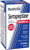 HealthAid Serrapeptase 250000 SPU – Extra High Potency Once-Daily Enteric-Coated Vegan Tablets | Delayed-Release Proteolytic Enzyme for Systemic Enzyme Support
