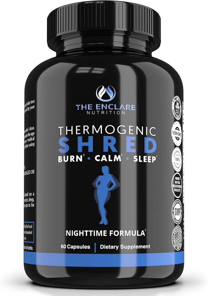 THE ENCLARE NUTRITION Thermogenic Shred Fat Burner Sleep Aid Diet Pills Appetite Suppressant Weight Loss Metabolism Booster with CLA Ashwagandha Melatonin L Theanine L Carnitine Niacin (1)