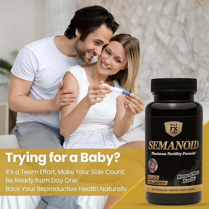 SEMANOID (60 Caps) Maximum Fertility Formula and Semen Volumizer - Advanced Fertility Ingredients and Male Prenatal Vitamin Blend 1 Month Supply