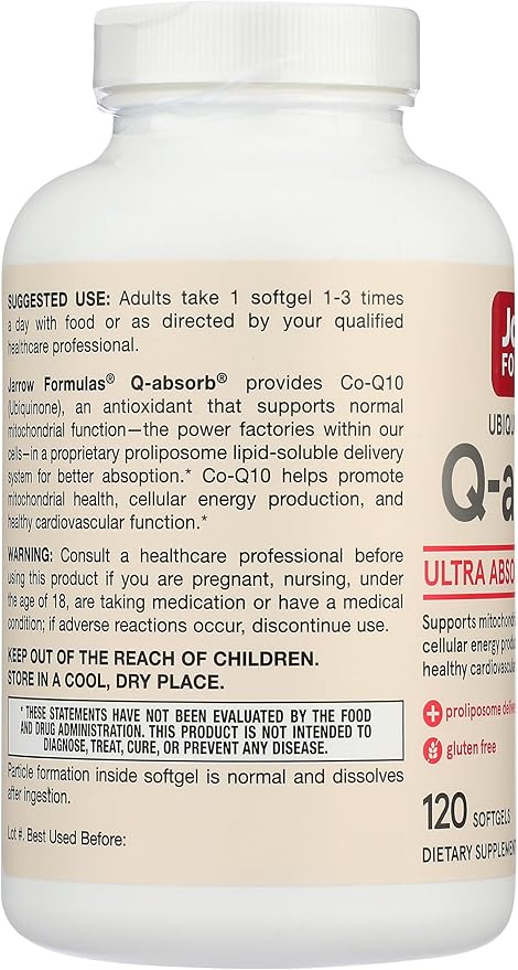 Jarrow Formulas Q-Absorb Coq10 100 Mg 120 Ct