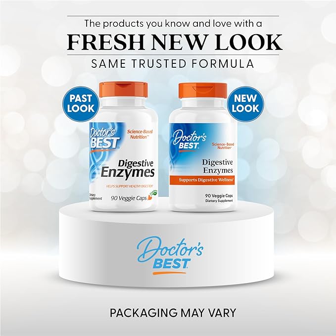 Doctor's Best Digestive Enzymes Supplement for Women &amp Men - Supports Gut Health Digestion &amp Overall Wellness Formulated with Amylase Super Enzyme Blend for Food Break Down Non GMO - 90 V