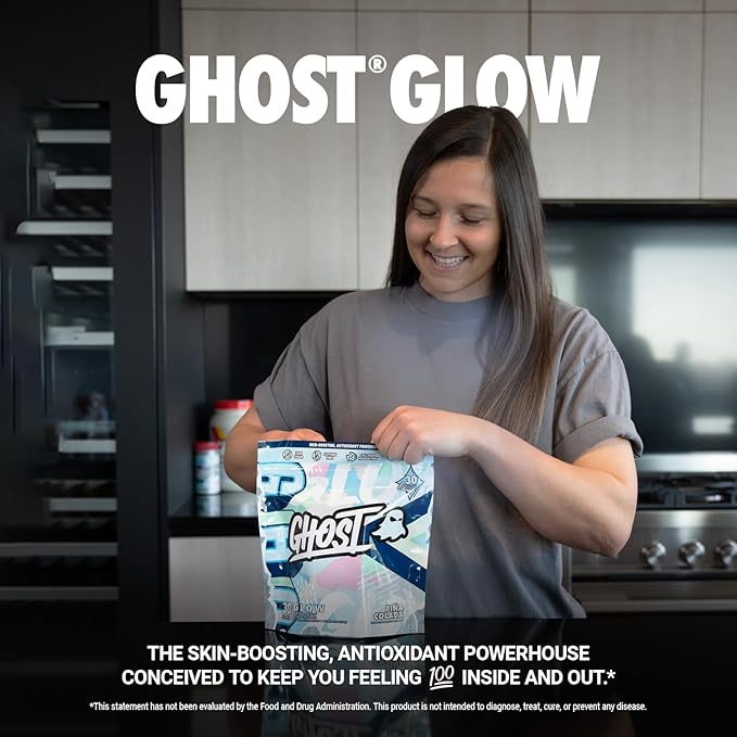 GHOST Glow Sticks: Beauty and Detox Supplement - 30 On-The-Go Stick Packs Pina Colada - Hyaluronic Acid Biotin &amp L-Theanine for Skin-Boosting Support – Sugar Free Gluten Free