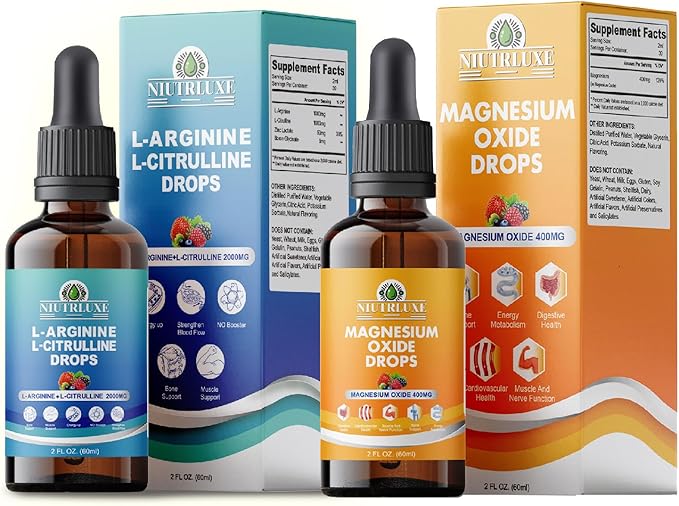 L-Arginine Drops Liquid &amp Liquid Magnesium Oxide 400mg