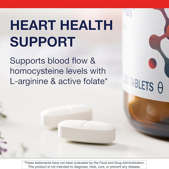 Metagenics Arginine Plus - 1.5 g L‑Arginine with Methyl Folate (L‑5‑MTHF) - Supports Healthy Blood Flow Circulation &amp Heart Health - Non‑GMO Gluten‑Free Vegetarian - 120 Tablets