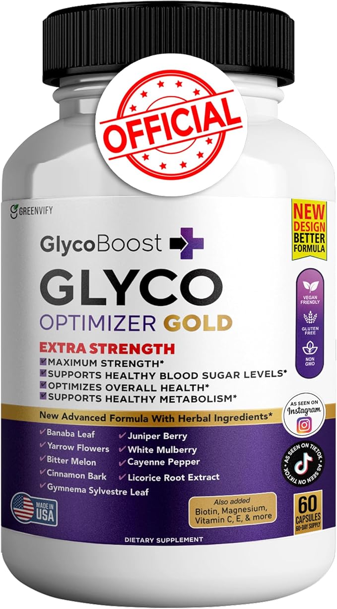 Glycoboost Glyco Optimizer Gold All Natural Formula to Maintain Healthy Levels Maximum Strength Daily Formula Blood Reviews (1 Pack - 60 Capsules)