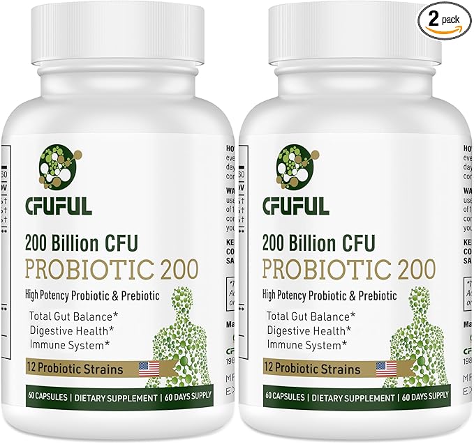 Probiotics for Women and Men - 200 Billion CFU 12 Strains Probiotic for Digestive Immune &amp Gut Health with Organic Prebiotic Shelf Stable Probiotic Supplement for Bloating 120 Capsules