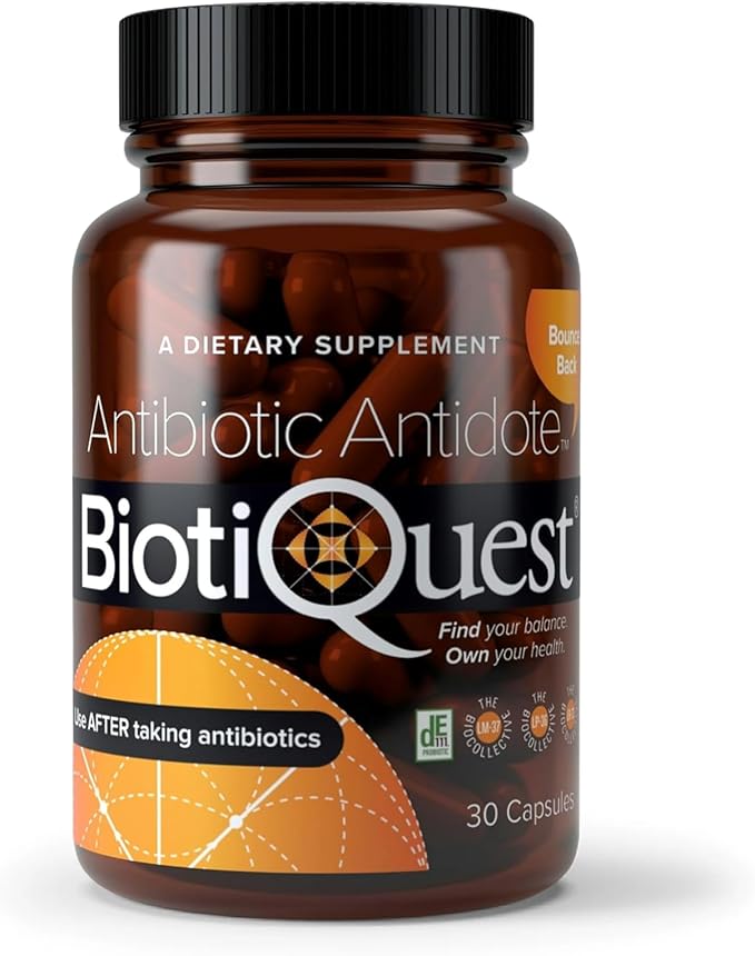 BiotiQuest Antibiotic Antidote Probiotics to Rebalance Body After Taking Antibiotics 20 Billion CFU Non-GMO and Gluten Free 30 Capsules