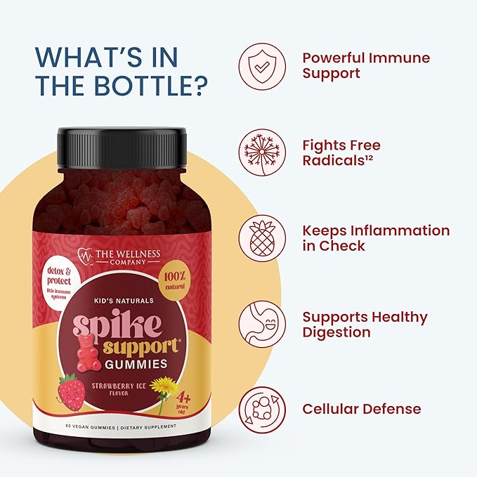 Kids Naturals Spike Support Gummies – Year-Round Wellness with Vitamin C D &amp Zinc | 60ct (1 Month Supply)
