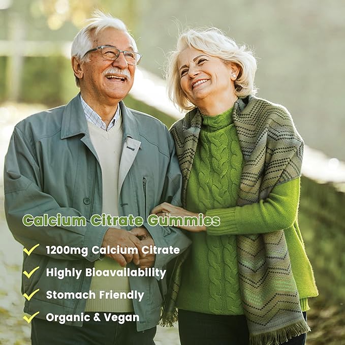 Calcium Citrate Gummies for Women 1200mg Calcium Citrate Magnesium with Vitamin C D3 K2 Absorption Calcium Supplements for Bone Muscle Immune Sugar Free (120Count)