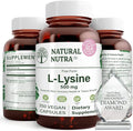 Natural Nutra L Lysine HCl Promotes Bone Health and Growth Support Skin Health Improve Vitamin C Absorption Helps Built Collagen Improve Calcium Absorption Non-GMO Vegan 500 mg 250 Capsules.