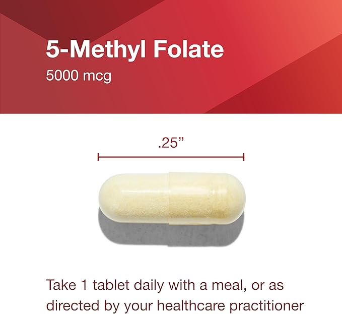 PROTOCOL FOR LIFE BALANCE 5-Methylfolate 5000mcg - Superior Methyl Folate Bioavailability - for Brain Support - Folate Supplement for Women &amp Men - Kosher &amp Vegan - 50 Veg Caps