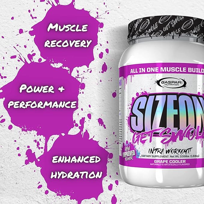 Gaspari Nutrition SizeOn The Ultimate Hybrid Intra-Workout Amino Acid &amp Creatine Formula Increased Muscle Volume &amp Muscle Recovery (Grape Cooler)