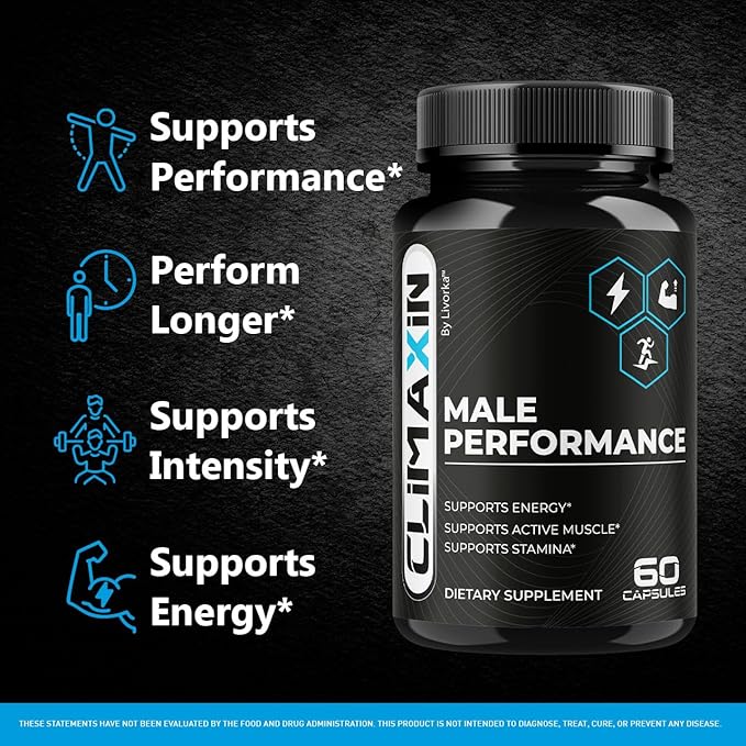 Climaxin for Men Capsules - Official Premium Climaxin Pills Supplement Support - Maximum Strength Advanced Formula Multivitamin for Overall Health &amp Wellness 60 Capsules for 1 Month
