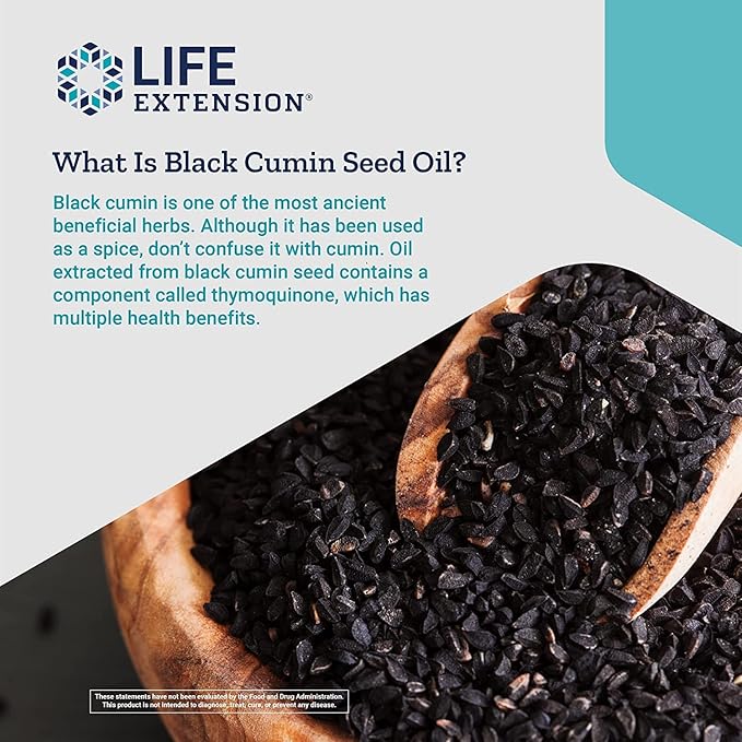 Life Extension Black Cumin Seed Oil 500 mg Immune &amp Inflammatory Support &amp N-Acetyl-L-Cysteine 600 mg Antioxidant 60 Capsules