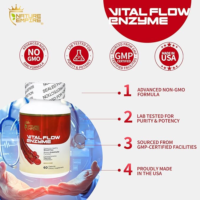 Nattokinase Vascular Health Support 12 in1 Multi Enzyme Complex Supplement for Adults with BromelainQuercetinGinsenosidesOmega-3for Blood Flow &amp Endothelial Function 60 Vegan Capsules