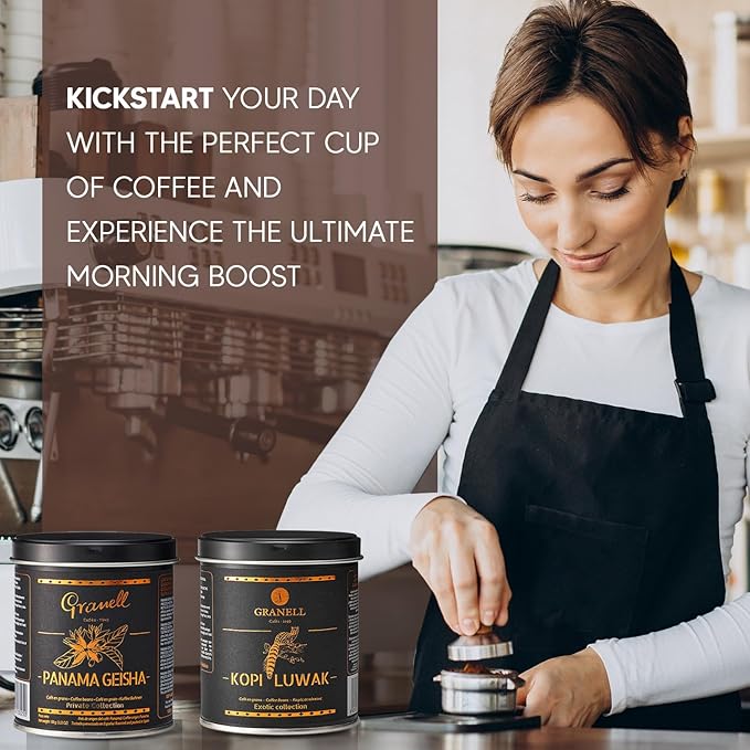 Cafés Granell – Kopi Luwak + Panama Geisha Coffee | Exotic Collection | Fresh Whole Gourmet Beans | Quality Controlled | 100% Arabica Coffee-Premium Medium Roast | 3.53oz