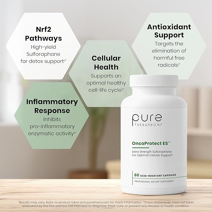 Pure Therapro Rx OncoProtect ES HIGH DOSE Sulforaphane Supplement Made in USA | 2 Month Supply | 706 mg Patented Activated BroccoRaphanin Broccoli Seed Extract | Glucoraphanin + Myrosinase