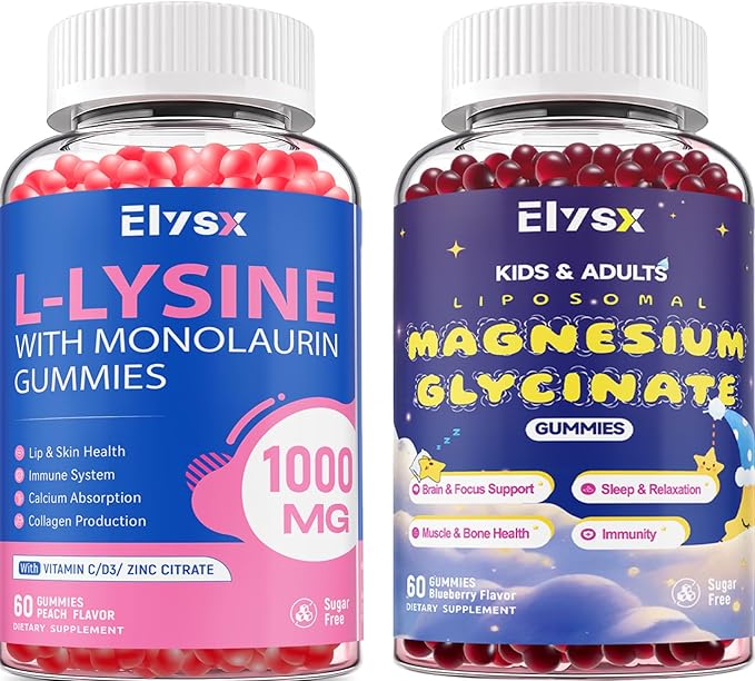 Lysine Monolaurin &amp Liposomal Magnesium Glycinate Gummies Lip &amp Oral Health Immune Muscle &amp Relax
